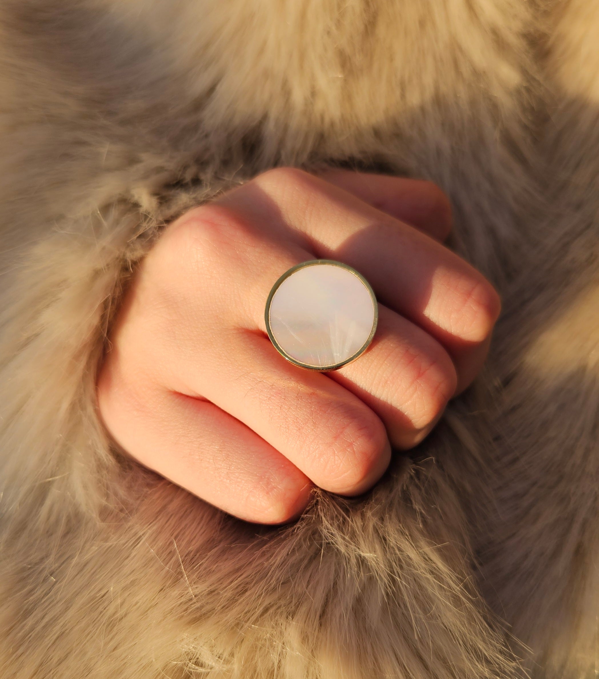 Bague ajustable "AUDACIEUSE NACRE BLANC" - CLAYROS®