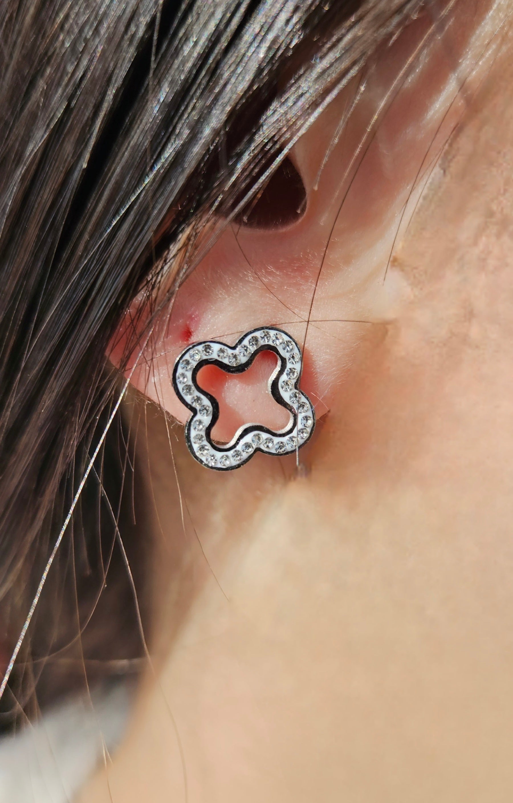 Boucles d'oreilles acier inoxydable "TREFLEGRIS" - CLAYROS®